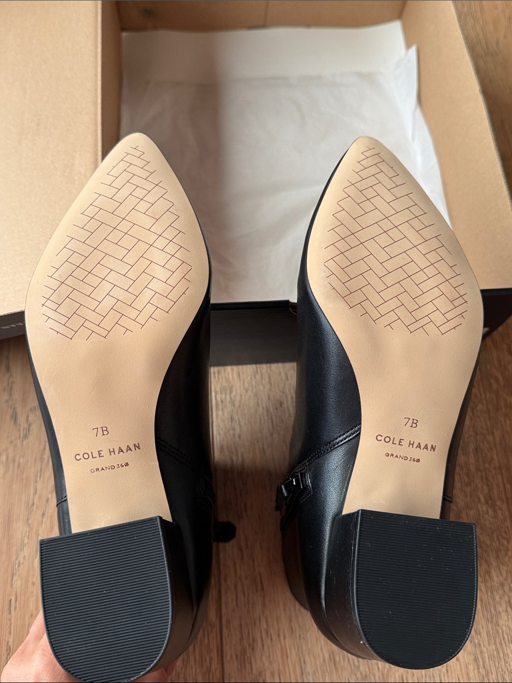 Cole Haan Elyse Black Leather Pointed Toe Ankle Booties - Picture 5 of 6